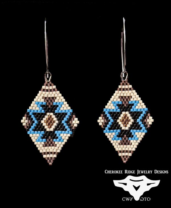 Earthtones Southwest Pattern Hand-Stitched Beaded Earrings