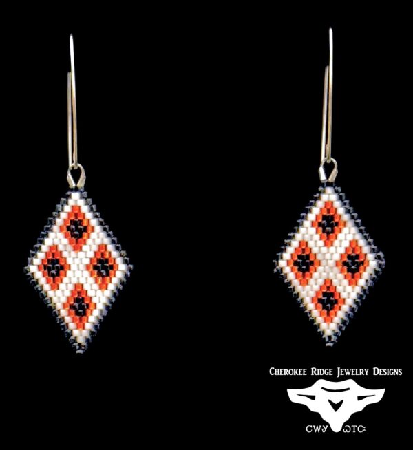 Multi Diamond Pattern Hand-Stitched Beaded Earrings