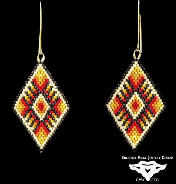 Native American Pattern Hand-Stitched Beaded Earrings