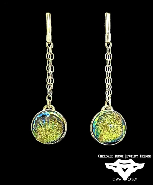 Yellow Dichroic Glass Drop Earrings