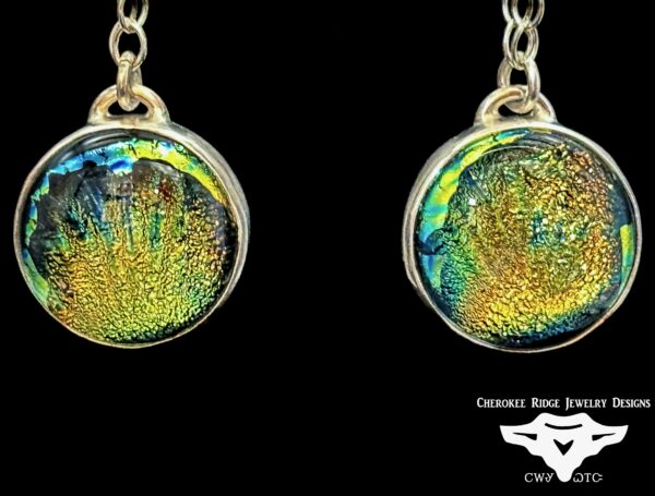 Yellow Dichroic Glass Drop Earrings - Image 2