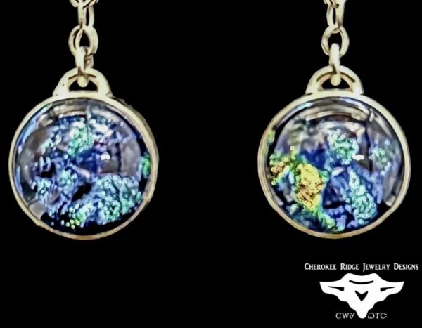 Blue Dichroic Glass Drop Earrings - Image 2